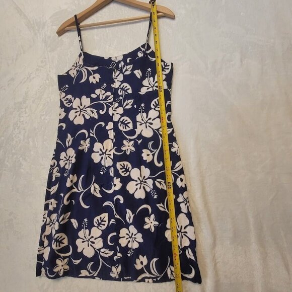 Shannon Marie Blue White Hawaiian Hibiscus Floral Spaghetti Strap Dress Size XL - Picture 7 of 8